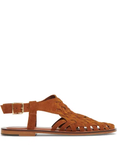 Mansur Gavriel Woven Sandals In Brown