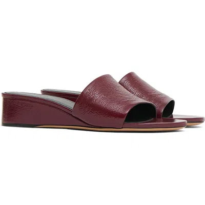 Mansur Gavriel Zeppa Leather Slide Wedge Sandal In Burgundy