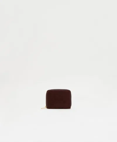 Mansur Gavriel Zip Around Card Case In Chocolate Suede