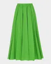 Mantù A-line Reverse Seam Cotton Midi Skirt In Green