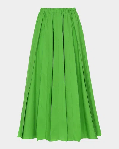 Mantù A-line Reverse Seam Cotton Midi Skirt In Green