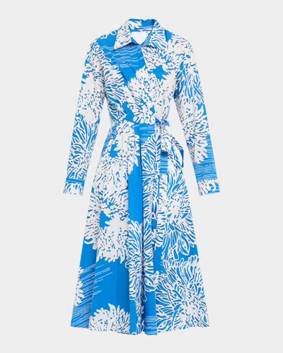Mantù Abstract-print Cotton Midi Wrap Shirtdress