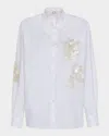 Mantù Bead & Sequin Floral Cotton Blouse In Optical White