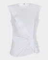 Mantù Gathered Ruffle Cotton Top In Optical White
