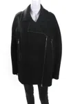 Mantù Womens Asymmetrical Compact Wool Full Zip Coat Jacket Black In Black