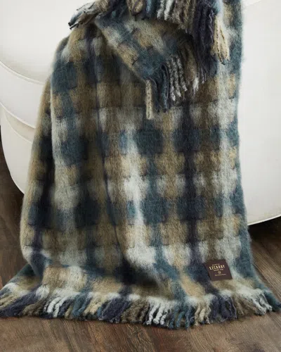 Mantas Ezcaray Mia Collection Mohair-blend Throw Blanket In Bluegreen