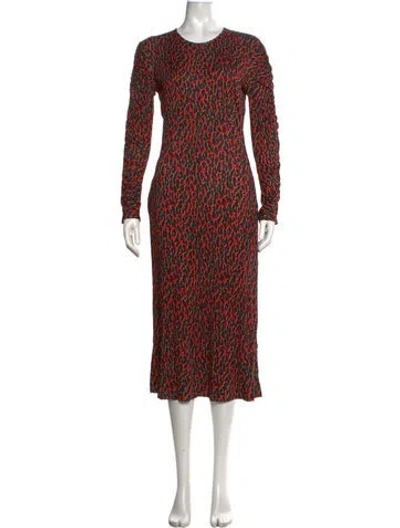 Pre-owned Mantero 1902 Animal Print Midi Length Dress In Red
