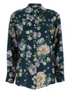 Mantero 1902 Floral-print Button-down Shirt In Green