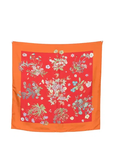 Mantero 1902 Floral-print Silk Scarf In Red