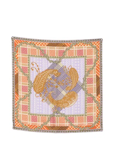 Mantero 1902 Print Patchwork-effect Scarf In Orange