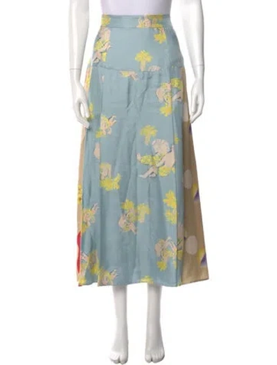 Pre-owned Mantero 1902 Silk Midi Length Skirt In Blue