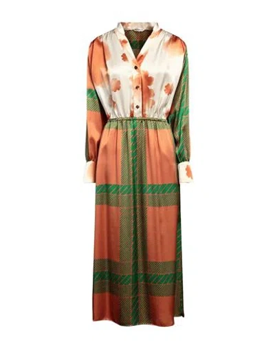 Mantero 1902 Woman Maxi Dress Orange Size 6 Silk
