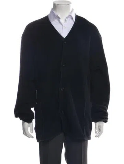 Pre-owned Mantle Wool V-neck Cardigan In Black