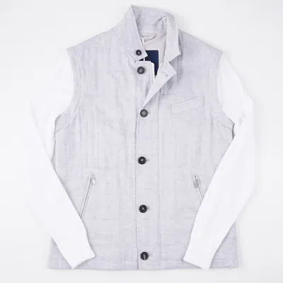 Pre-owned Manto 2-in-1 Quilted Linen Vest With Knit Cotton Sleeves M (eu 50) Jacket In Gray