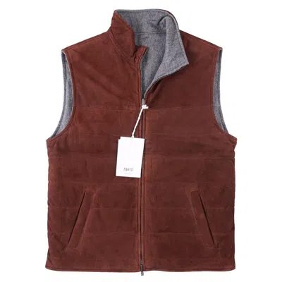 Pre-owned Manto 'luca' Reversible Lambskin Suede Leather And Wool-cashmere Vest M (eu 50) In Brown