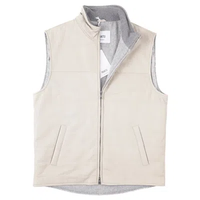 Pre-owned Manto 'luca' Soft Wool-cashmere Lined Deerskin Leather Vest M (eu 50) In White