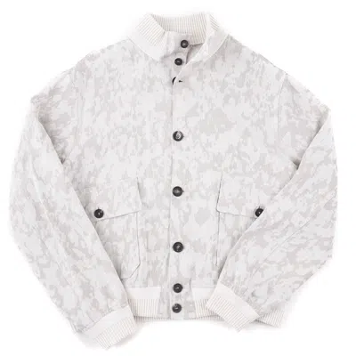 Pre-owned Manto Summer 2024 'verri' Patterned Linen Linen Bomber Jacket M (eu 50) In Gray