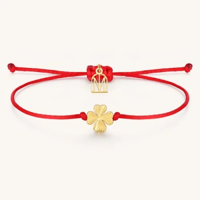 Mantra Clover Good Luck Bracelet In Red