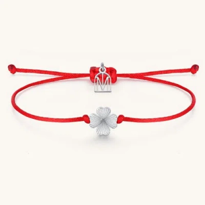 Mantra Clover Good Luck Bracelet In Red
