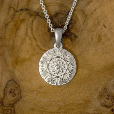 Mantra I Choose Joy Mandala Necklace In Metallic
