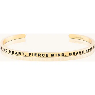 Mantra Kind Heart, Fierce Mind, Brave Spirit Bracelet In Gold