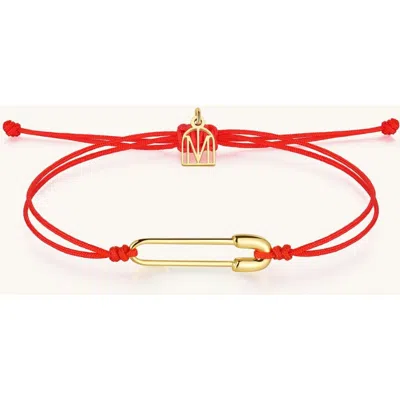 Mantra Safety Pin Protection Bracelet In Red