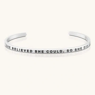 Mantra She Believed She Could, So She Did Bracelet In Silver