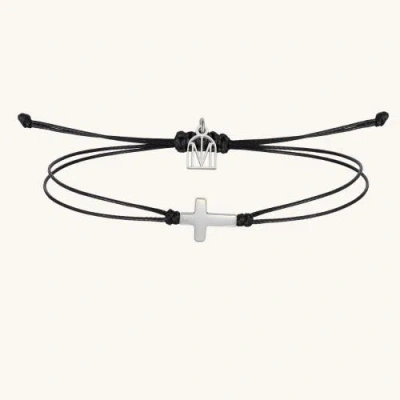 Mantra The Cross Thread Bracelet In Black