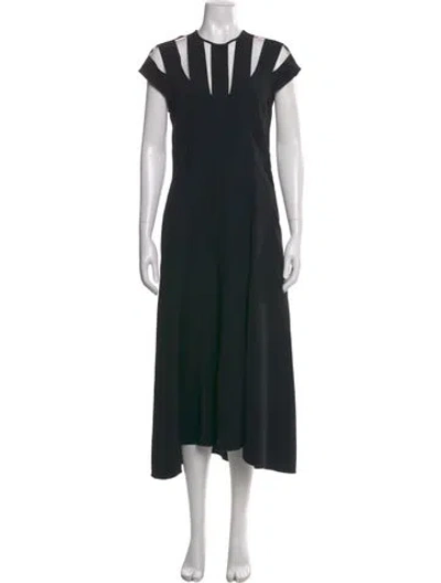 Pre-owned Mantù Asymmetrical Midi Length Dress In Black