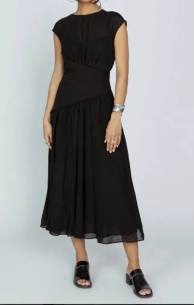 Mantù Asymmetrical Waist Midi Dress In Black