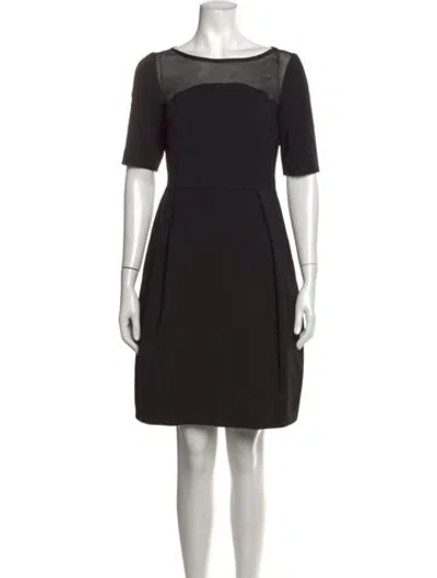 Pre-owned Mantù Bateau Neckline Knee-length Dress In Black