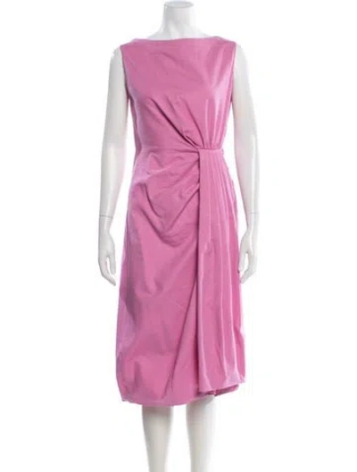 Pre-owned Mantù Bateau Neckline Midi Length Dress In Pink