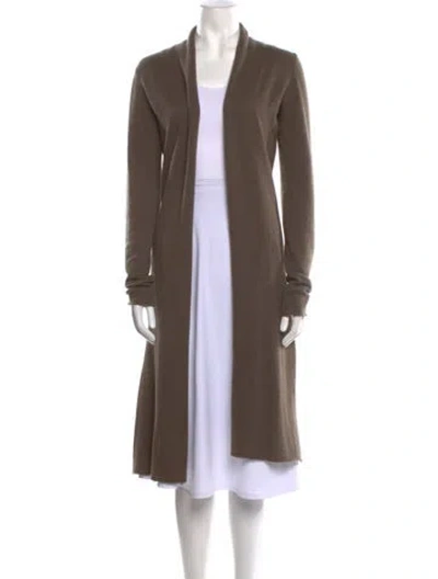 Pre-owned Mantù Cashmere Open Front Sweater In Green