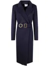Mantù Belted Wool Coat In Blue