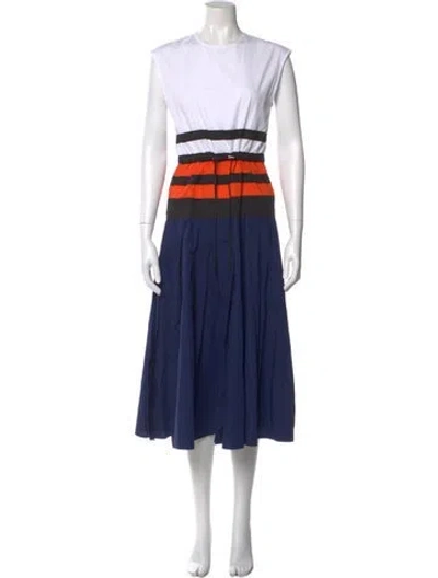 Pre-owned Mantù Colorblock Pattern Long Dress In Blue