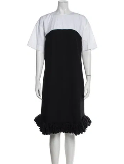 Pre-owned Mantù Colorblock Pattern Midi Length Dress In Black