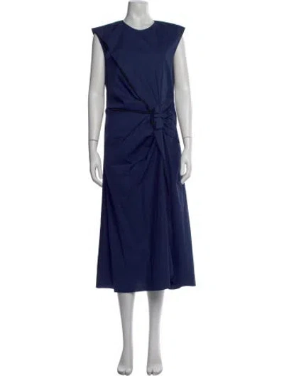 Pre-owned Mantù Crew Neck Long Dress In Blue