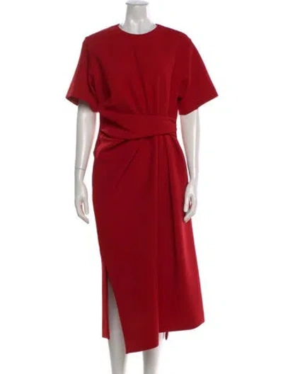 Pre-owned Mantù Crew Neck Long Dress In Orange