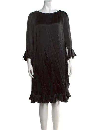Pre-owned Mantù Crew Neck Midi Length Dress In Black