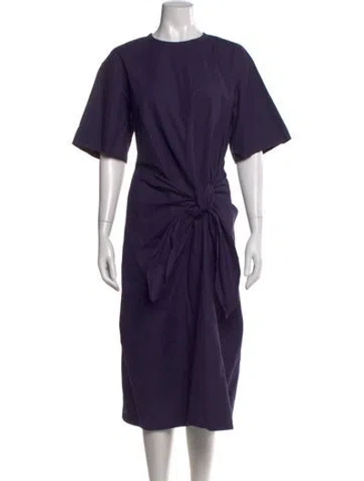 Pre-owned Mantù Crew Neck Midi Length Dress In Purple