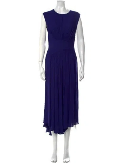 Pre-owned Mantù Crew Neck Midi Length Dress W/ Tags In Blue