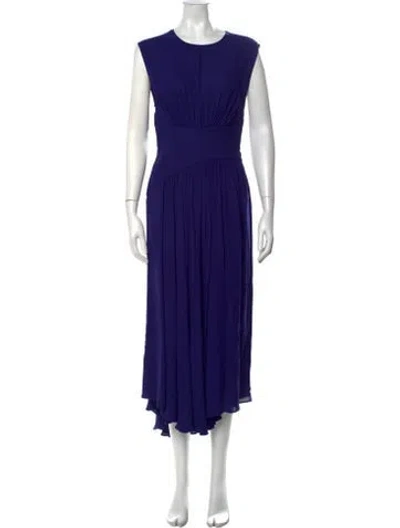 Pre-owned Mantù Crew Neck Midi Length Dress W/ Tags In Blue/purple