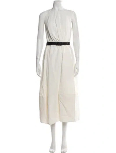 Pre-owned Mantù Crew Neck Midi Length Dress W/ Tags In Neutrals