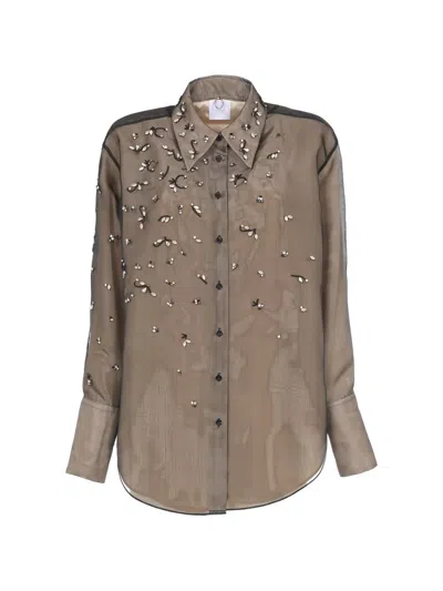Mantù Embellished Shirt In Brown