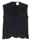Mantù Faille Eyelet-embroidered Scallop-hem Blouse In Black