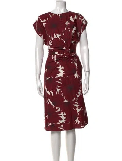 Pre-owned Mantù Floral Print Knee-length Dress In Red