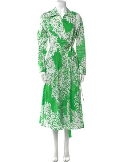 Pre-owned Mantù Floral Print Long Dress In Green