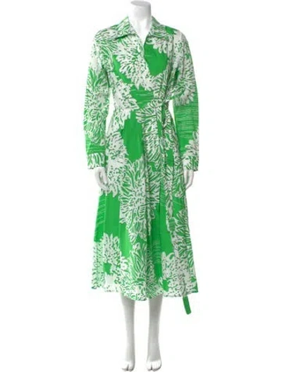 Pre-owned Mantù Floral Print Long Dress In Green