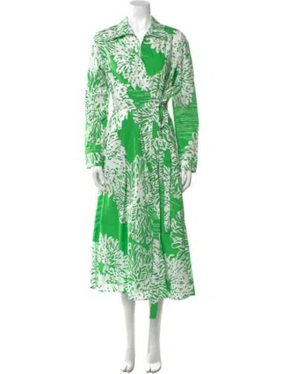 Pre-owned Mantù Floral Print Long Dress In Green