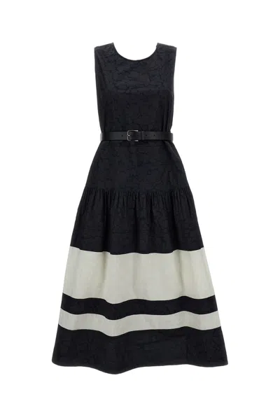 Mantù Flowing Blue Dress With Clean Lines In Black